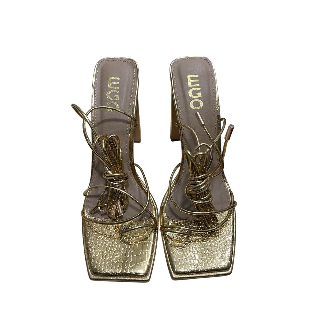 Woman’s EGO Gold Ankle Strap Sandals With Heels Size 7